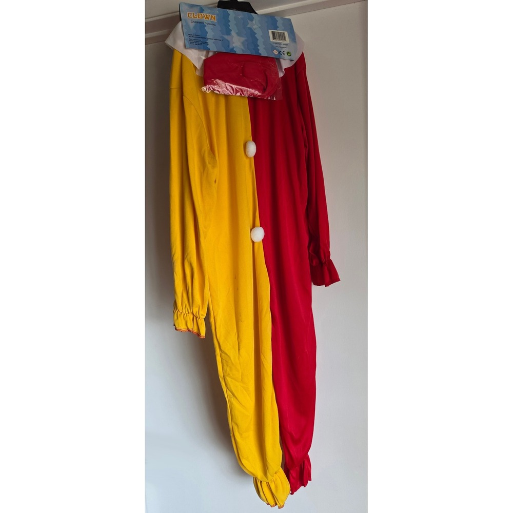 Fantasia Creations Childrens Clown Costume Red Yellow Jumpsuit Hat Size Medium